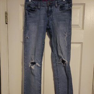 Fox Racing Womens 7 Super Skinny Jeans Distressed Low Rise Comfort Stretch Denim